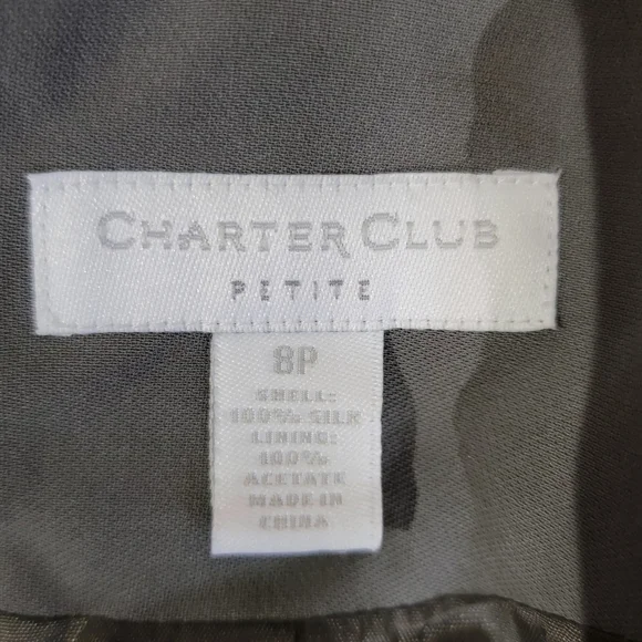 Women's Charter Club Petite 100% Silk Gray Blazer Jacket Size 8P - Picture 3 of 5